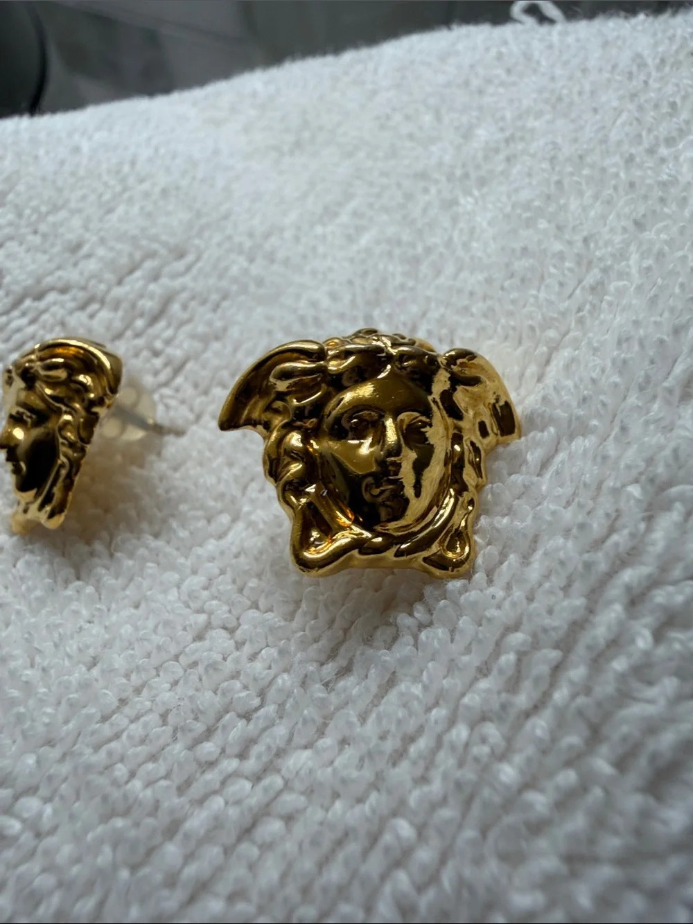 VERSACE Gold Medusa Head Stud Earrings AUTHENTIC